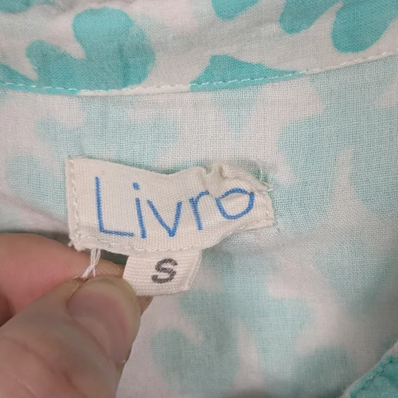 Livro Maxi Dress Womens Size Small Aqua White Boho Collared Button Front - Picture 14 of 14